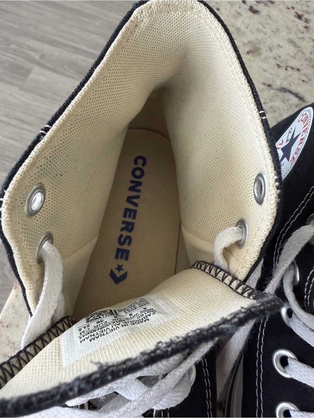 Converse Women’s High Top Canvas Sneakers in Black and White - Picture 11 of 12